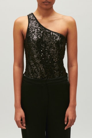 Asymmetrische Bodysuit - Zwart