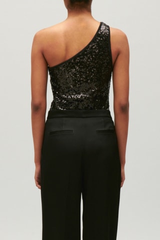 Asymmetrische Bodysuit - Zwart