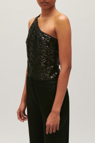 Asymmetrische Bodysuit - Zwart