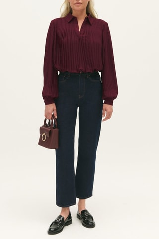 Geplooide Top - Bordeauxrood
