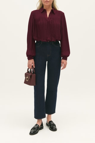 Geplooide Top - Bordeauxrood