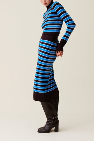 Rechte Wollen Rok - Blauw