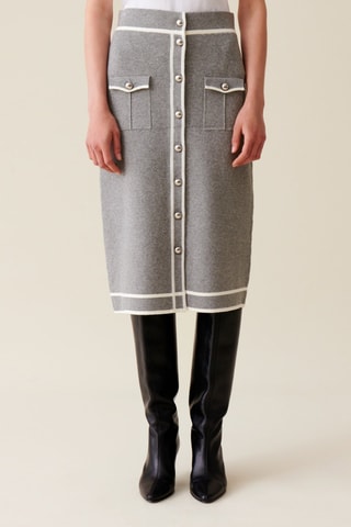 Rechte Rok Hoge Taille - Grijs