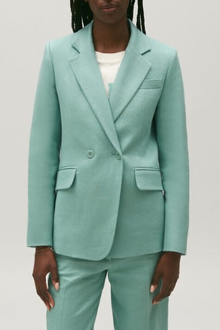 Linnen Blazer - Zeegroen