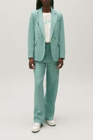 Linnen Blazer - Zeegroen