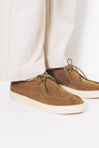 Derbys en croûte de cuir nubuck - Camel