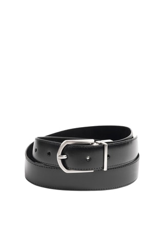 Ceinture réversible en croûte de cuir - Noir