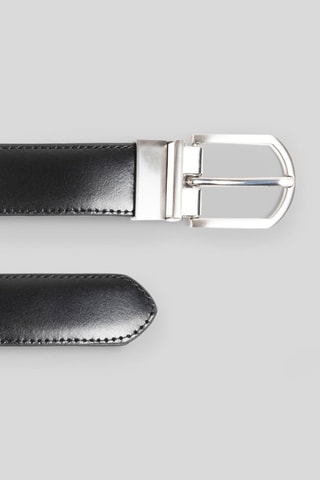 Ceinture réversible en croûte de cuir - Noir