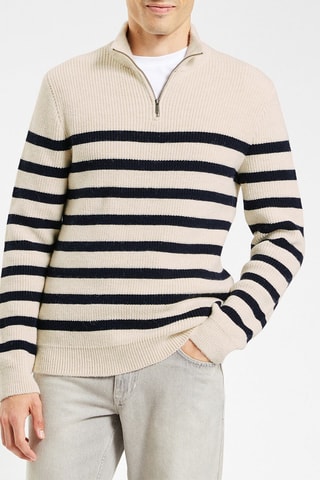 Pull - Ecru et bleu marine