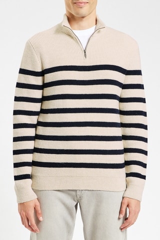 Pull - Ecru et bleu marine