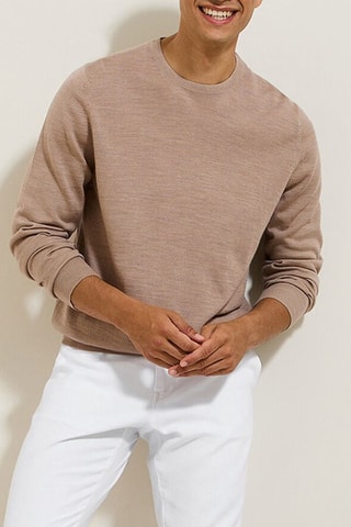 Pull en mérinos - Beige chiné