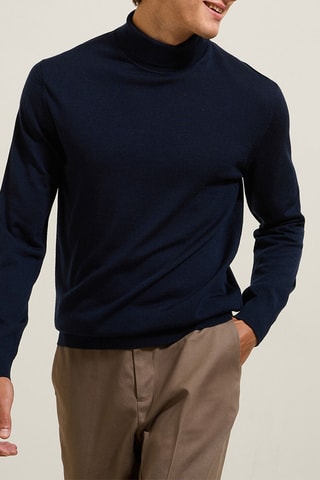 Pull en mérinos - Bleu marine