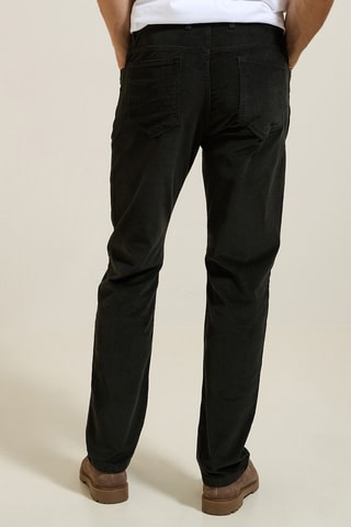 Pantalon regular en velours - Vert foncé