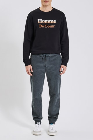 Pantalon droit en velours côtelé Bleu marine