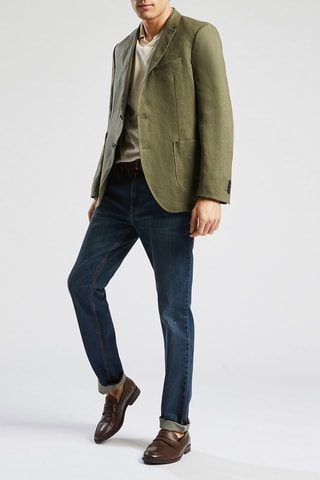 Veste regular en lin - Kaki