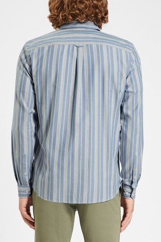 Chemise slim en coton biologique - Ciel et gris