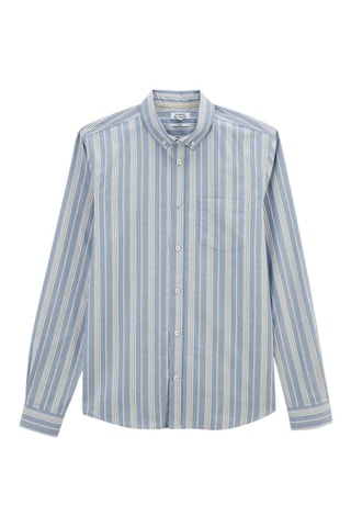 Chemise slim en coton biologique - Ciel et gris