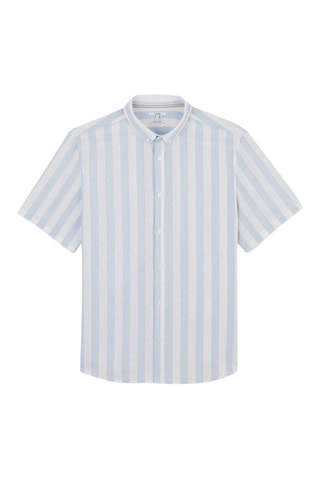 Chemisette regular en lin - Blanc et bleu clair