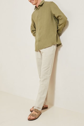 Chemise regular en lin - Kaki