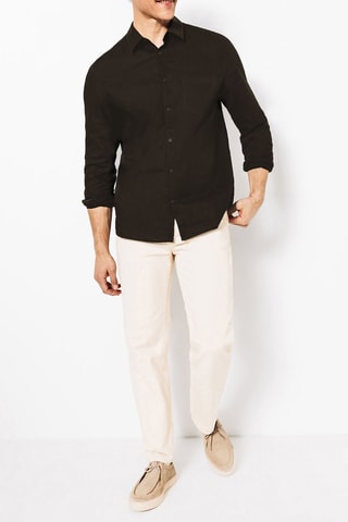 Chemise regular en lin - Kaki