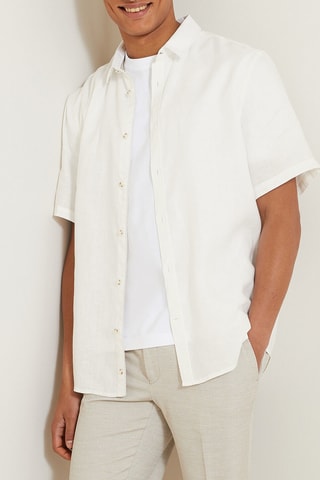 Chemisette regular en lin - Blanc
