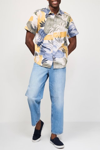 Chemisette casual en lin - Bleu