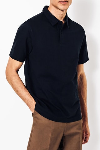 Polo regular en coton biologique - Bleu marine