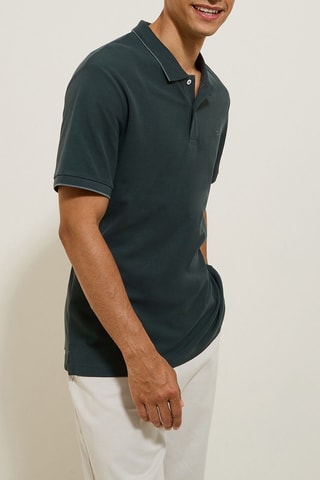 Polo regular en coton biologique - Vert foncé