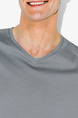 T-shirt slim en coton biologique - Bleu-gris