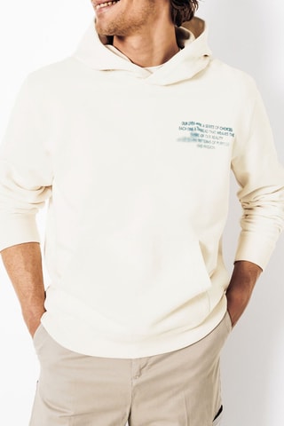 Sweat à capuche en coton biologique - Ecru