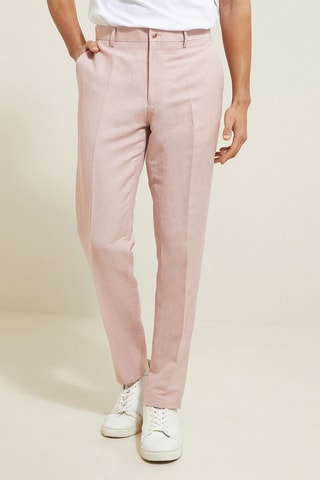 Pantalon de costume slim en lin - Rose