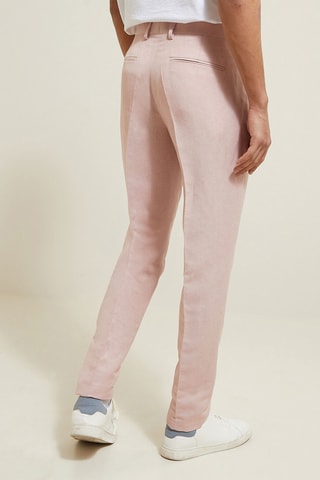 Pantalon de costume slim en lin - Rose