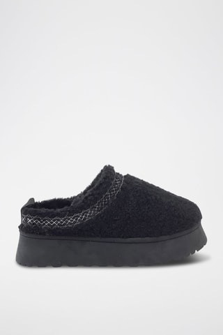 Zuecos forrados con plataforma - Negro