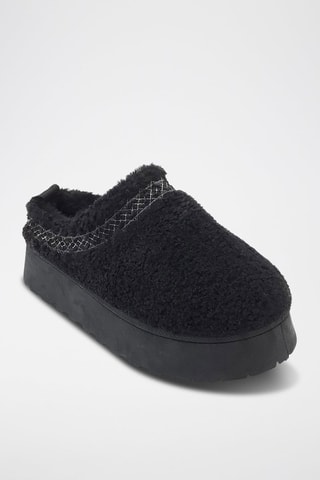 Zuecos forrados con plataforma - Negro