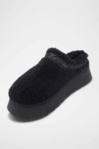 Zuecos forrados con plataforma - Negro