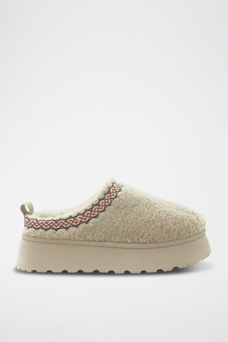 Zuecos forrados con plataforma - Beige