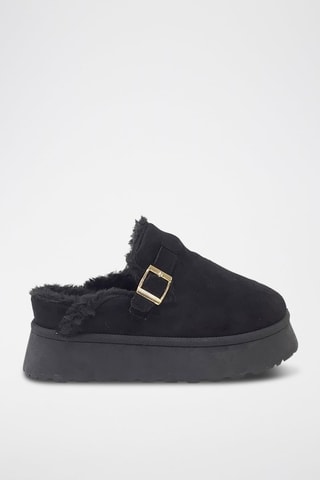 Zuecos forrados con plataforma - Negro