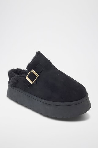 Zuecos forrados con plataforma - Negro