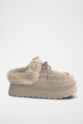 Mocasines forrados con plataforma - Caqui