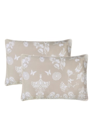 2 fundas de almohada de satén de algodón 80 hilos/cm² Love Stories - Topo y crudo