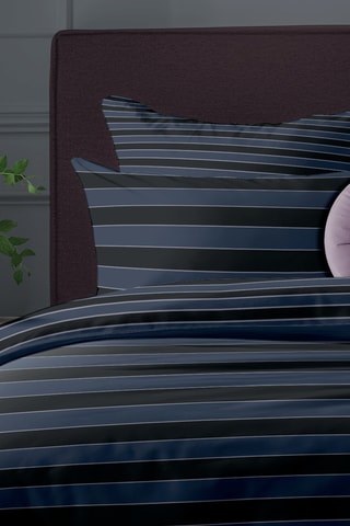 Funda de almohada de satén de algodón 80 hilos/cm² Eclipse - Azul oscuro