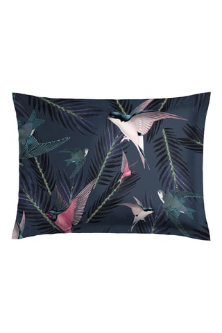 Funda de almohada de satén de algodón 80 hilos/cm² Hirondelles - Azul marino