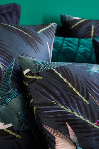 Funda de almohada de satén de algodón 80 hilos/cm² Hirondelles - Azul marino