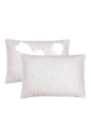 2 fundas de almohada de satén de algodón 80 hilos/cm² Arabesque - Beige y blanco