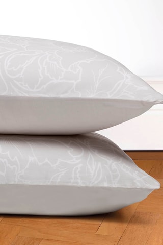 2 fundas de almohada de satén de algodón 80 hilos/cm² Arabesque - Beige y blanco