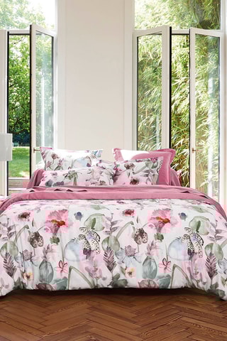 Funda de almohada de satén de algodón 80 hilos/cm² Garden Micro - Coral