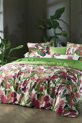 Funda de almohada de satén de algodón 80 hilos/cm² Garden Micro - Verde