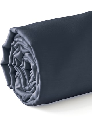 Sábana bajera de satén de algodón 80 hilos/cm² Liso - Azul marino