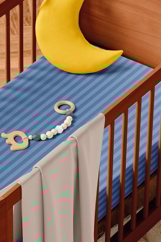 Juego de nórdico de satén de algodón 80 hilos/cm² Dobby stripe woven - Azul cobalto