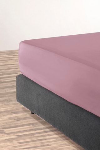 Sábana bajera de satén de algodón 80 hilos/cm² Liso - Rosa viejo